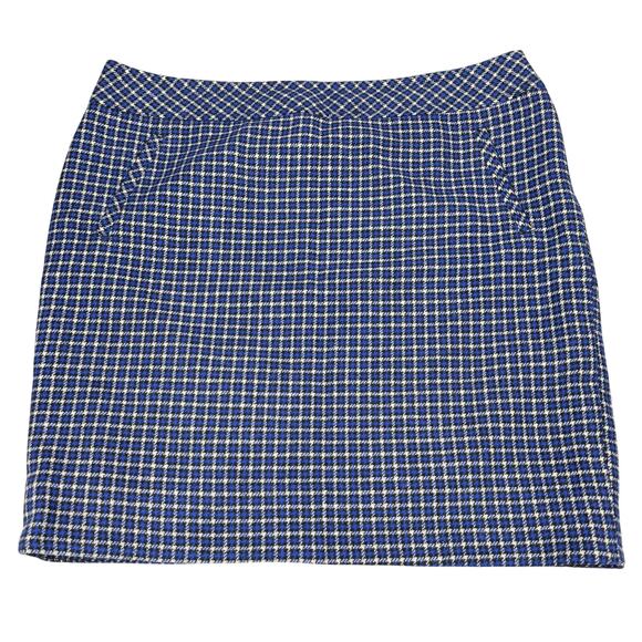 TALBOTS Wool Blend Plaid Blue Pencil Skirt Women's Size 16P - Picture 2 of 6